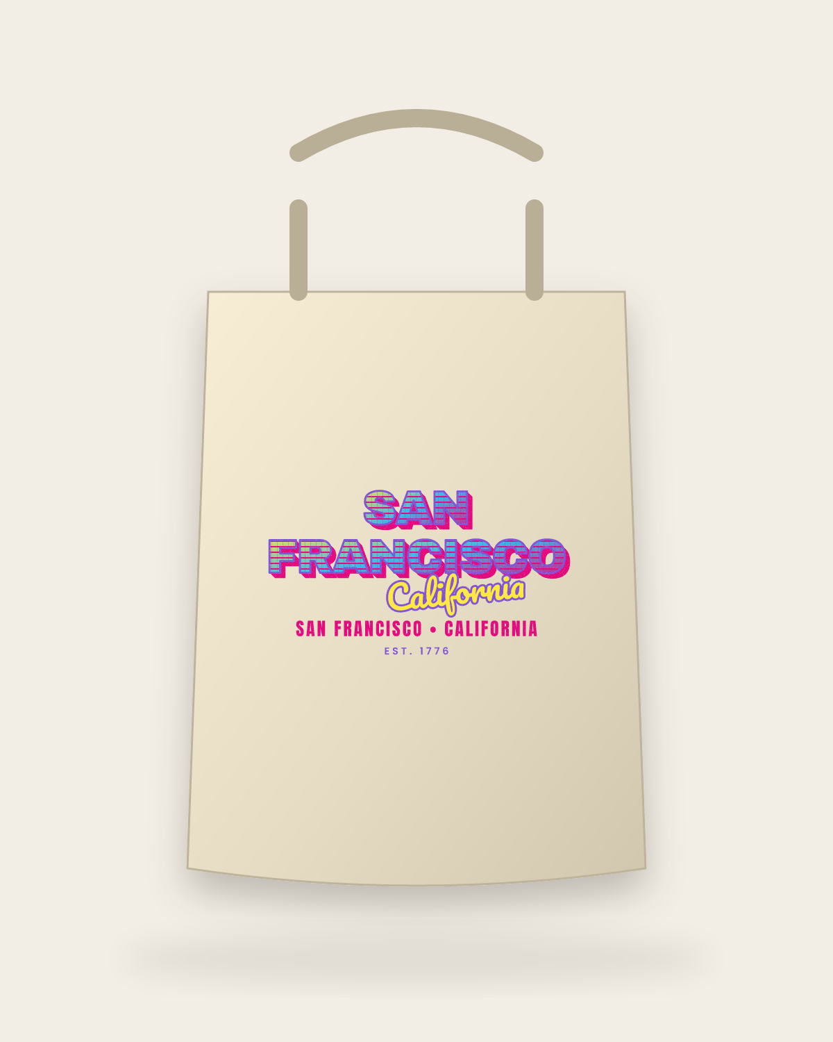 San Francisco Music TV Canvas Tote in Beige