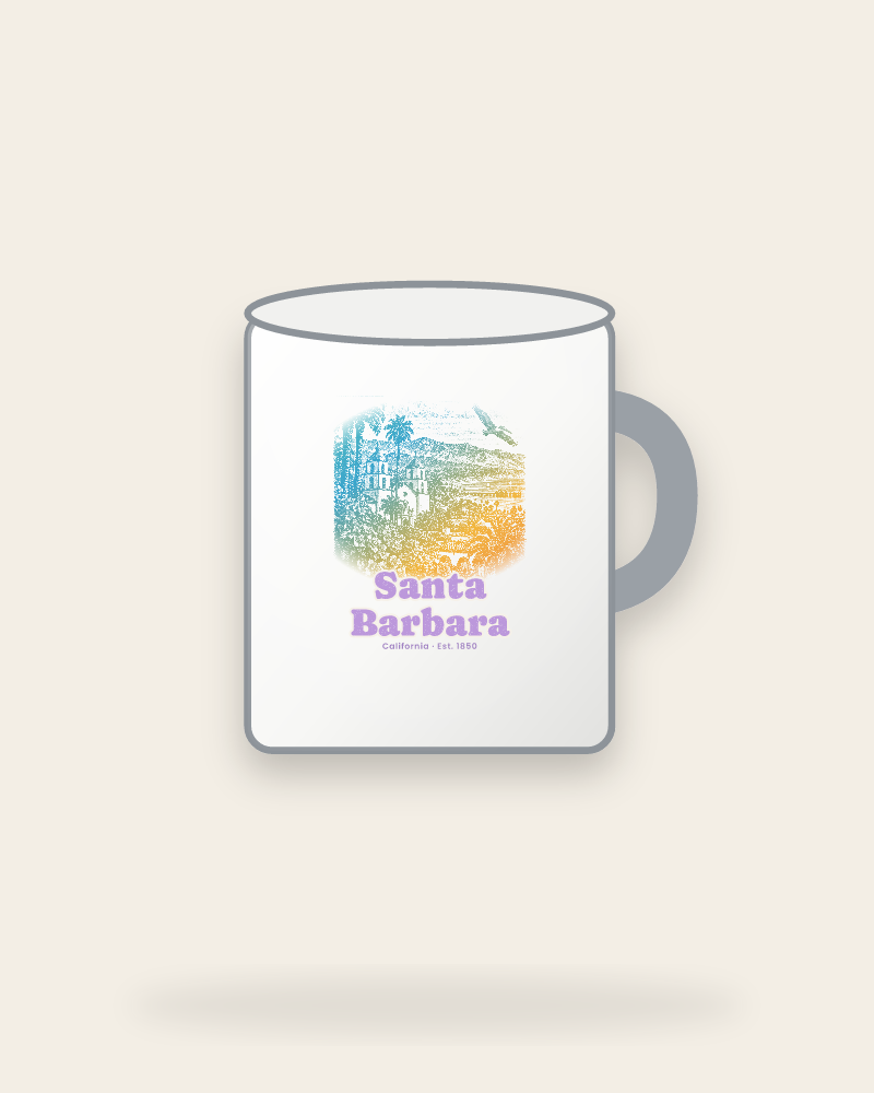 Santa Barbara Mission & Palms Enamel Camp Mug