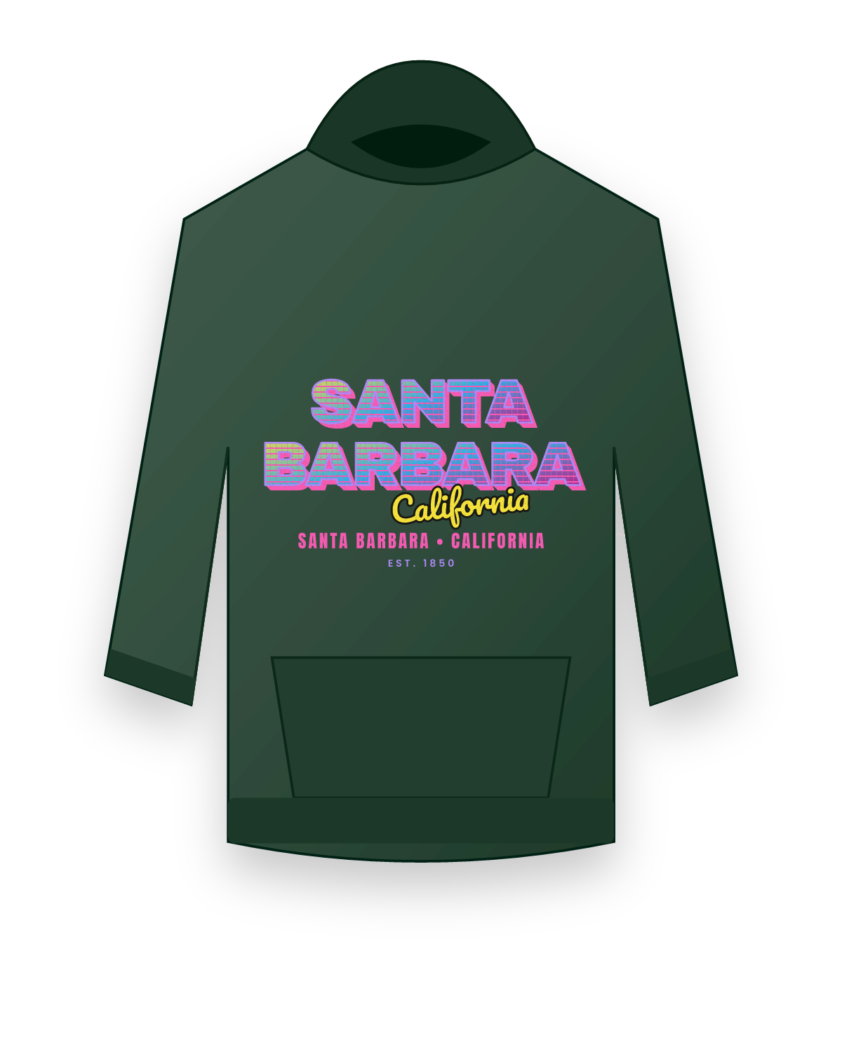 Santa Barbara Music TV Hooded Sweatshirt in Forest Green