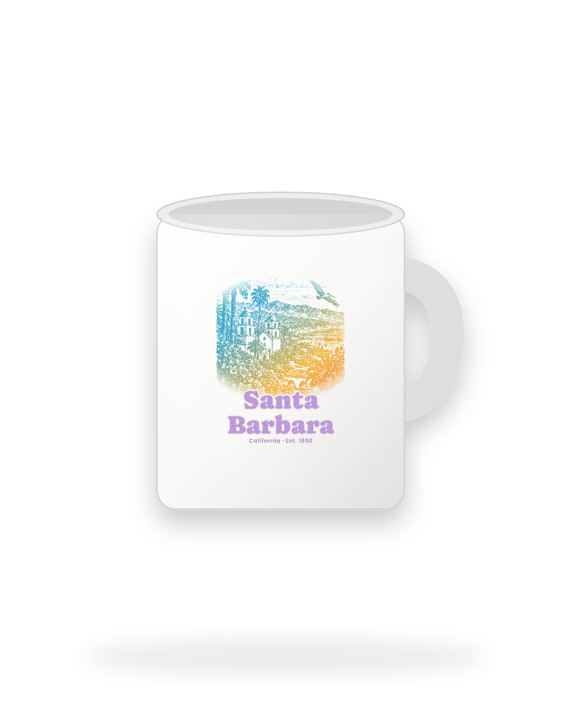 Santa Barbara Mission & Palms Ceramic Mug 11oz