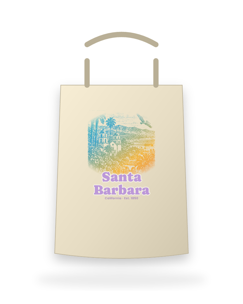Santa Barbara Mission & Palms Canvas Tote