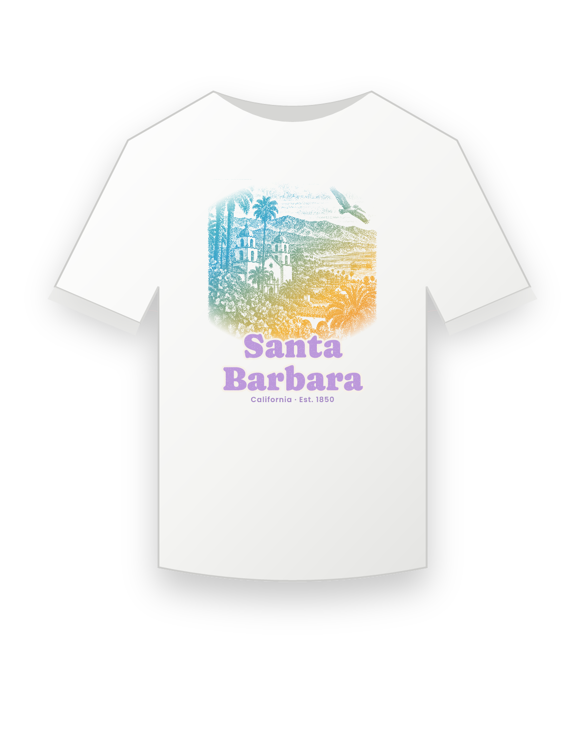 Santa Barbara Mission & Palms Youth Tee in White