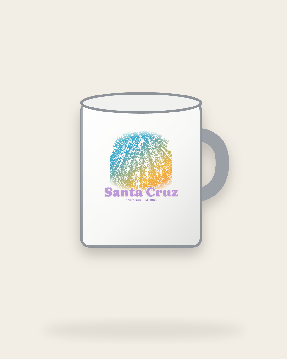 Santa Cruz Redwood Cathedral Enamel Camp Mug in White