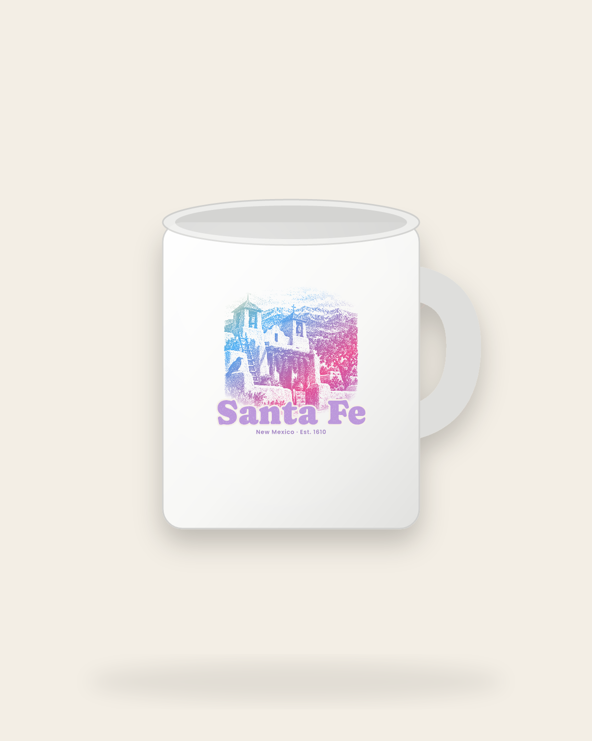 Santa Fe Adobe Church Ceramic Mug 11oz in White