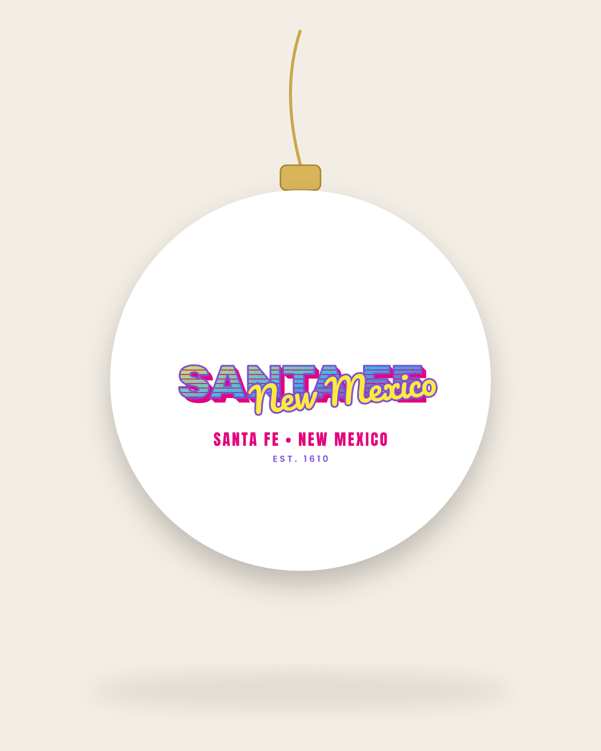 Santa Fe Music TV Ceramic Ornament in White
