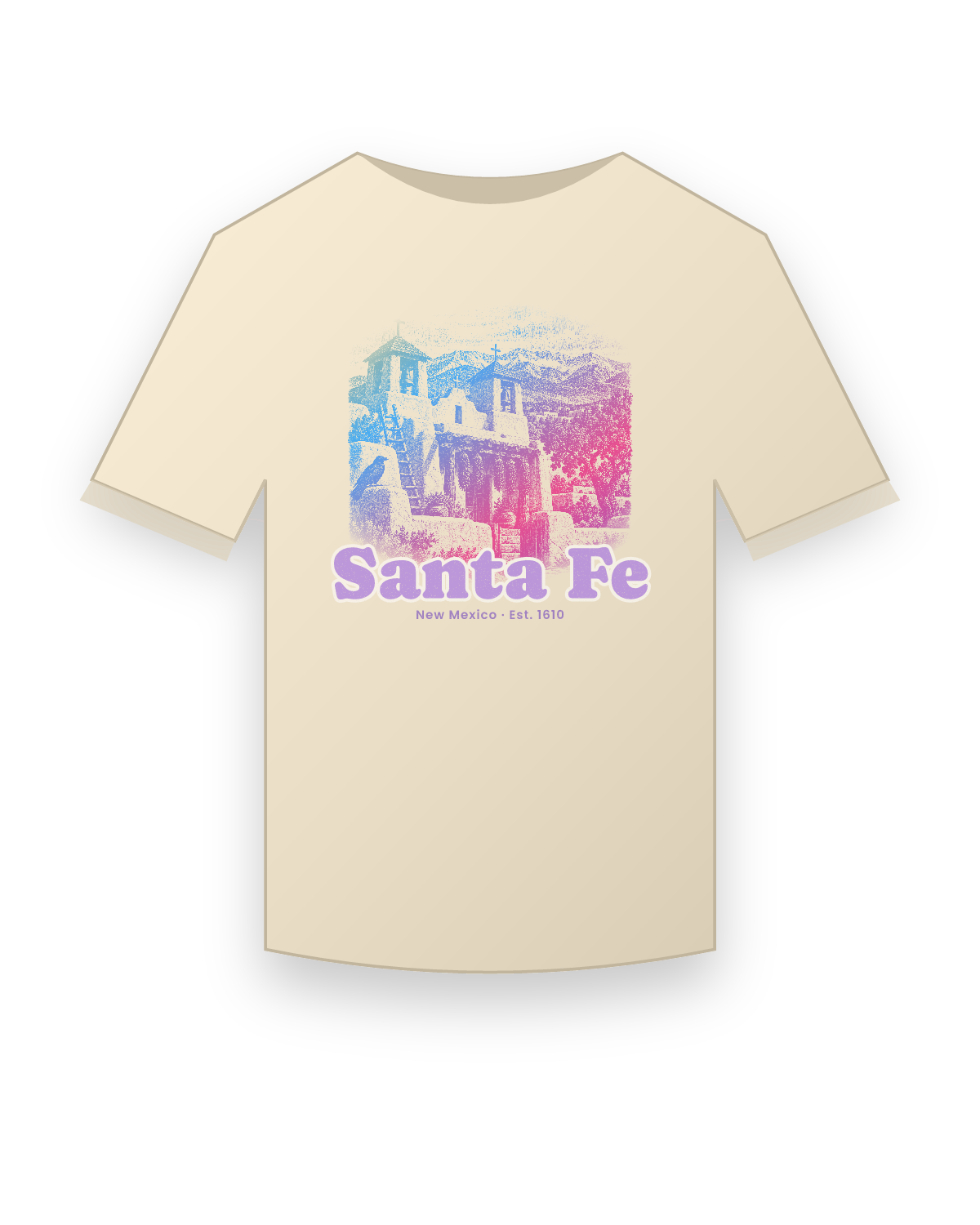 Santa Fe Adobe Church Classic Tee in Natural