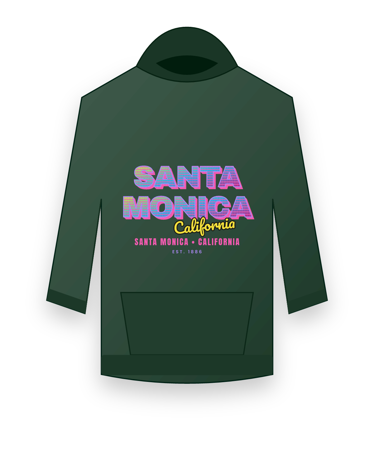 Santa Monica Music TV Hooded Sweatshirt in Forest Green