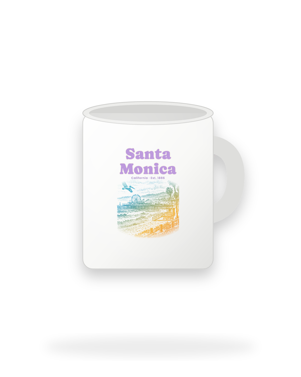 Santa Monica Pier Ferris Wheel Ceramic Mug 11oz in White