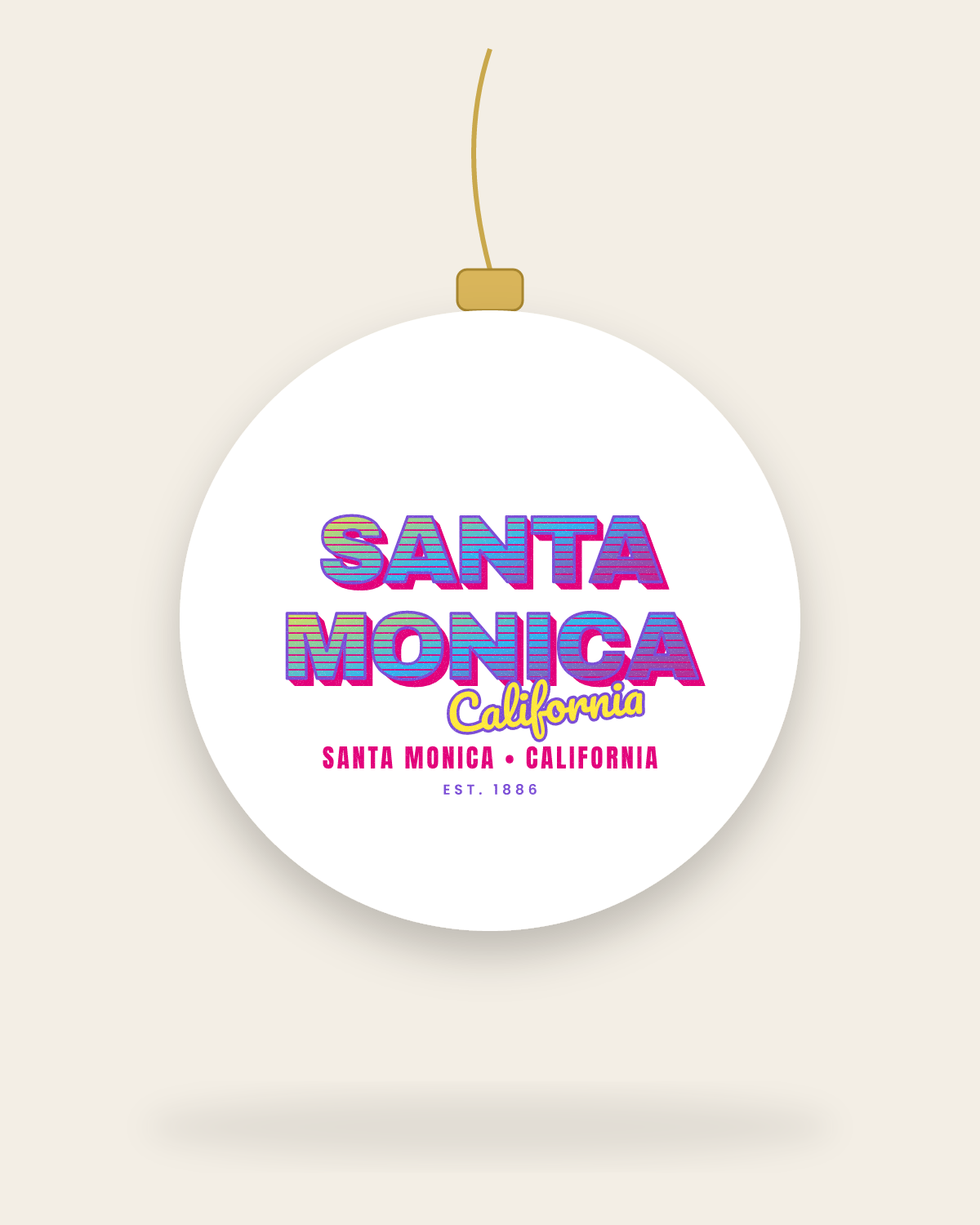 Santa Monica Music TV Ceramic Ornament in White