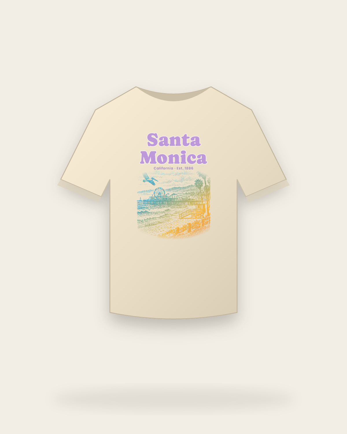 Santa Monica Pier Ferris Wheel Organic Cotton Tee in Natural