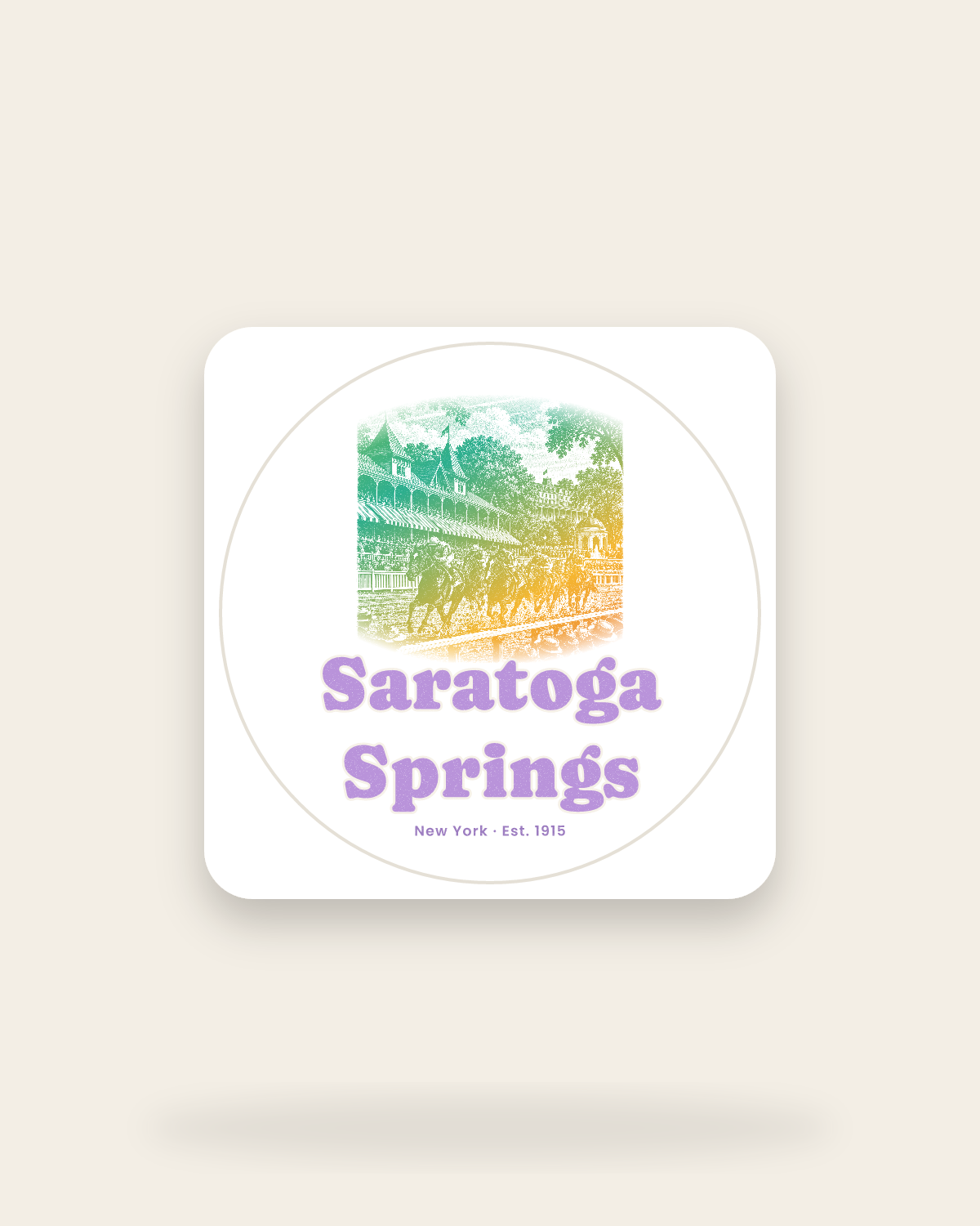 Saratoga Springs Homestretch Kiss-Cut Sticker in White