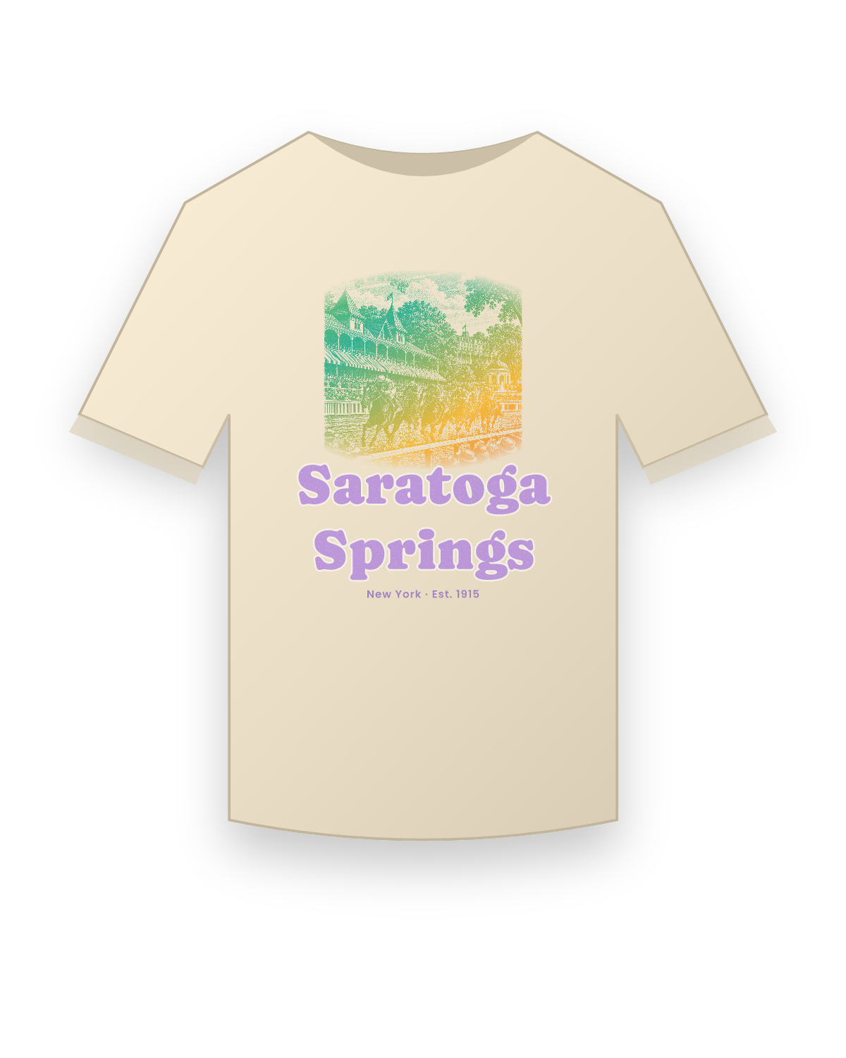 Saratoga Springs, NY Homestretch Classic Tee in Natural