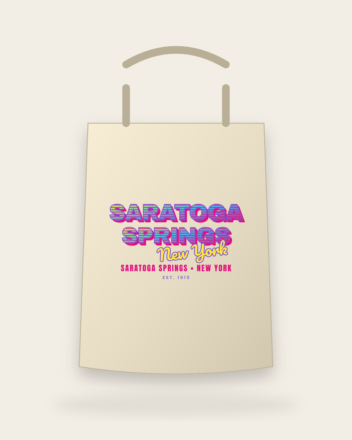 Saratoga Springs Music TV Canvas Tote in Beige