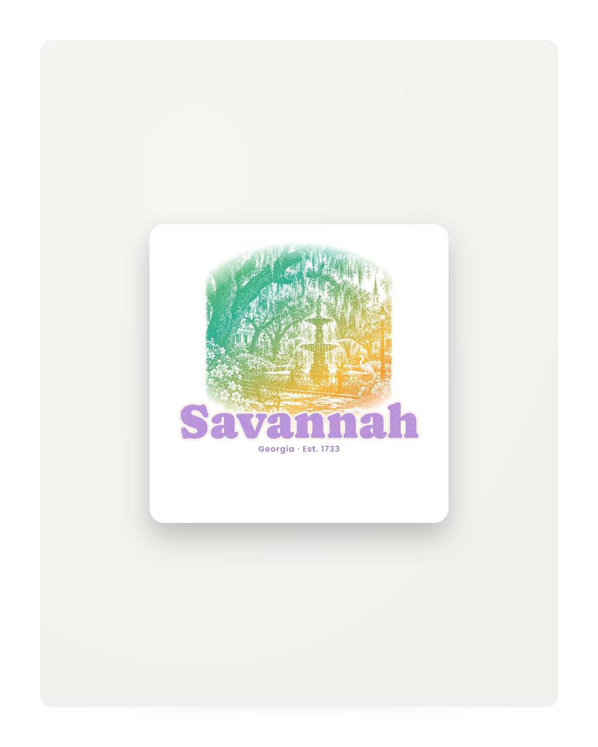 Savannah Moss & Fountain Fridge Magnet in White