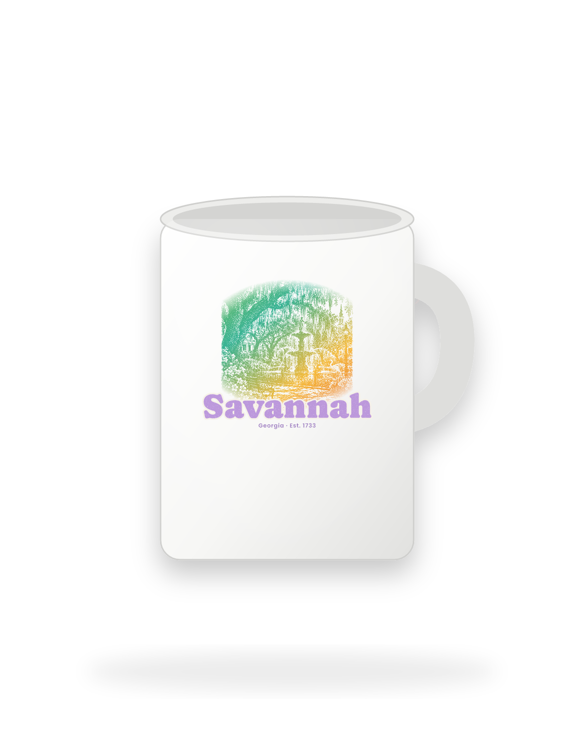 Savannah Moss & Fountain Ceramic Mug 15oz in White