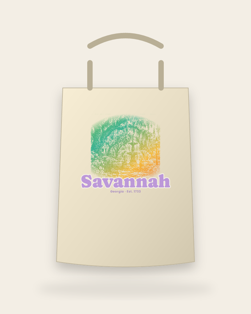 Savannah Moss & Fountain Canvas Tote