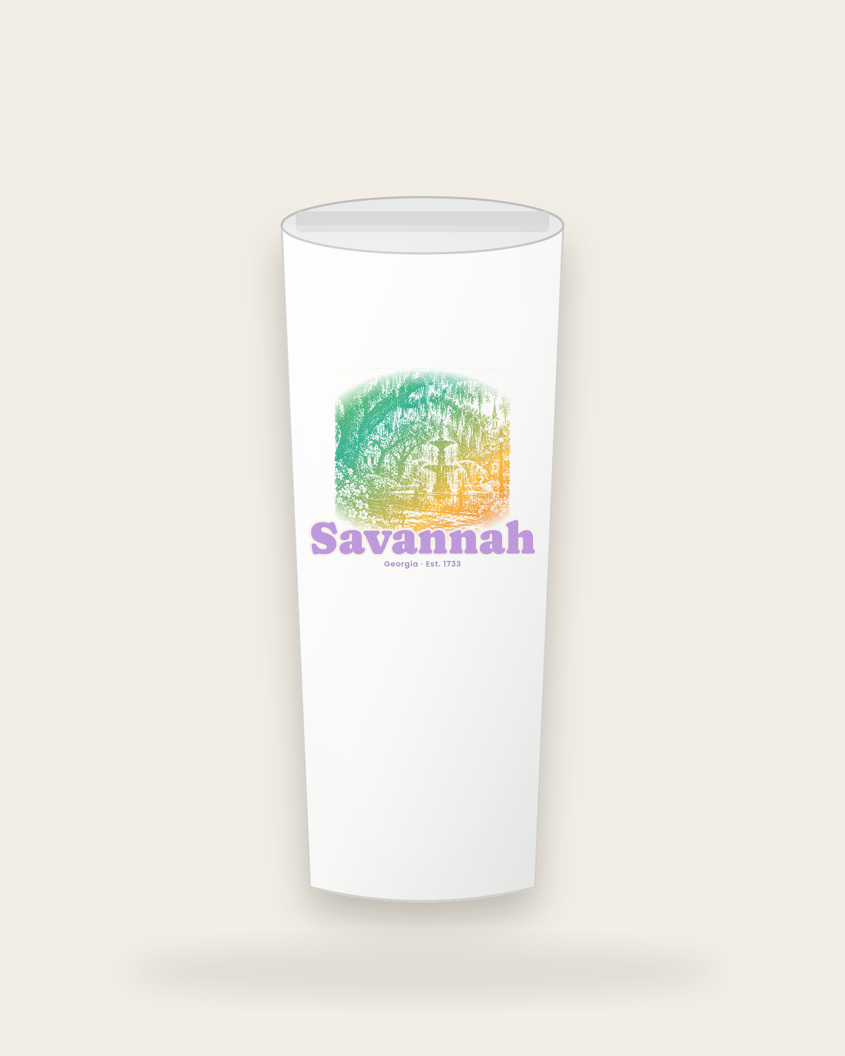 Savannah Moss & Fountain Insulated Tumbler 20oz in White