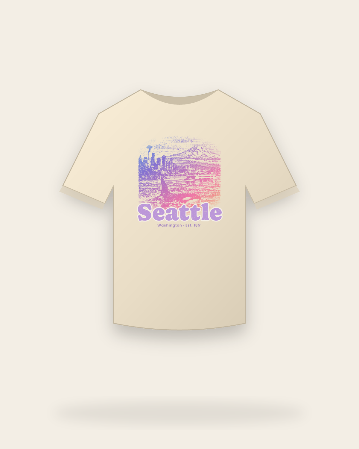 Seattle Sound Orca Organic Cotton Tee in Natural