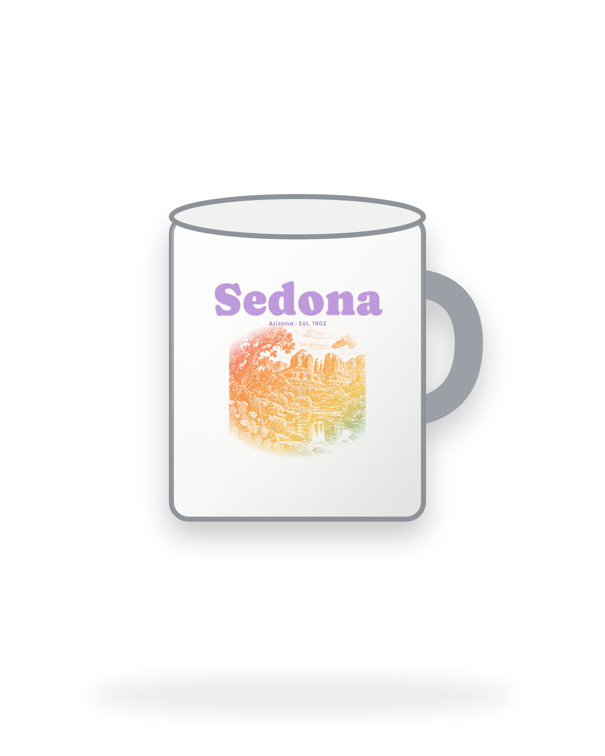Sedona Cathedral Rock Enamel Camp Mug in White