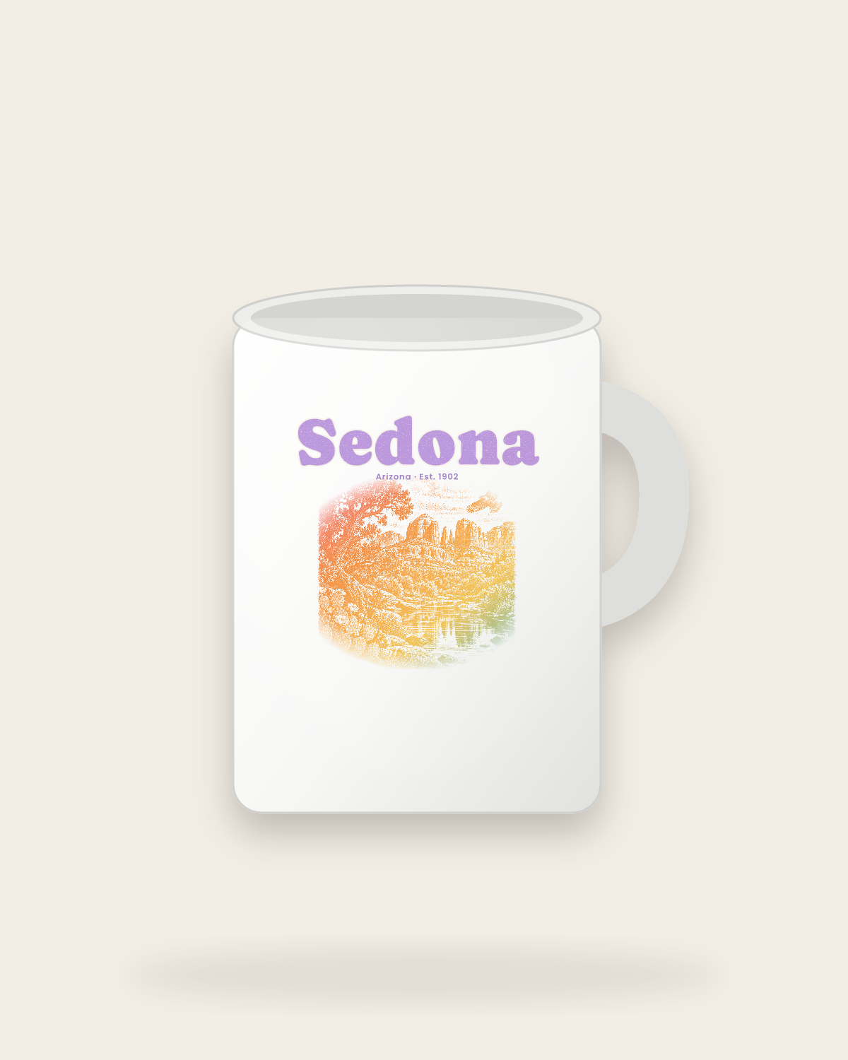Sedona Cathedral Rock Ceramic Mug 15oz in White