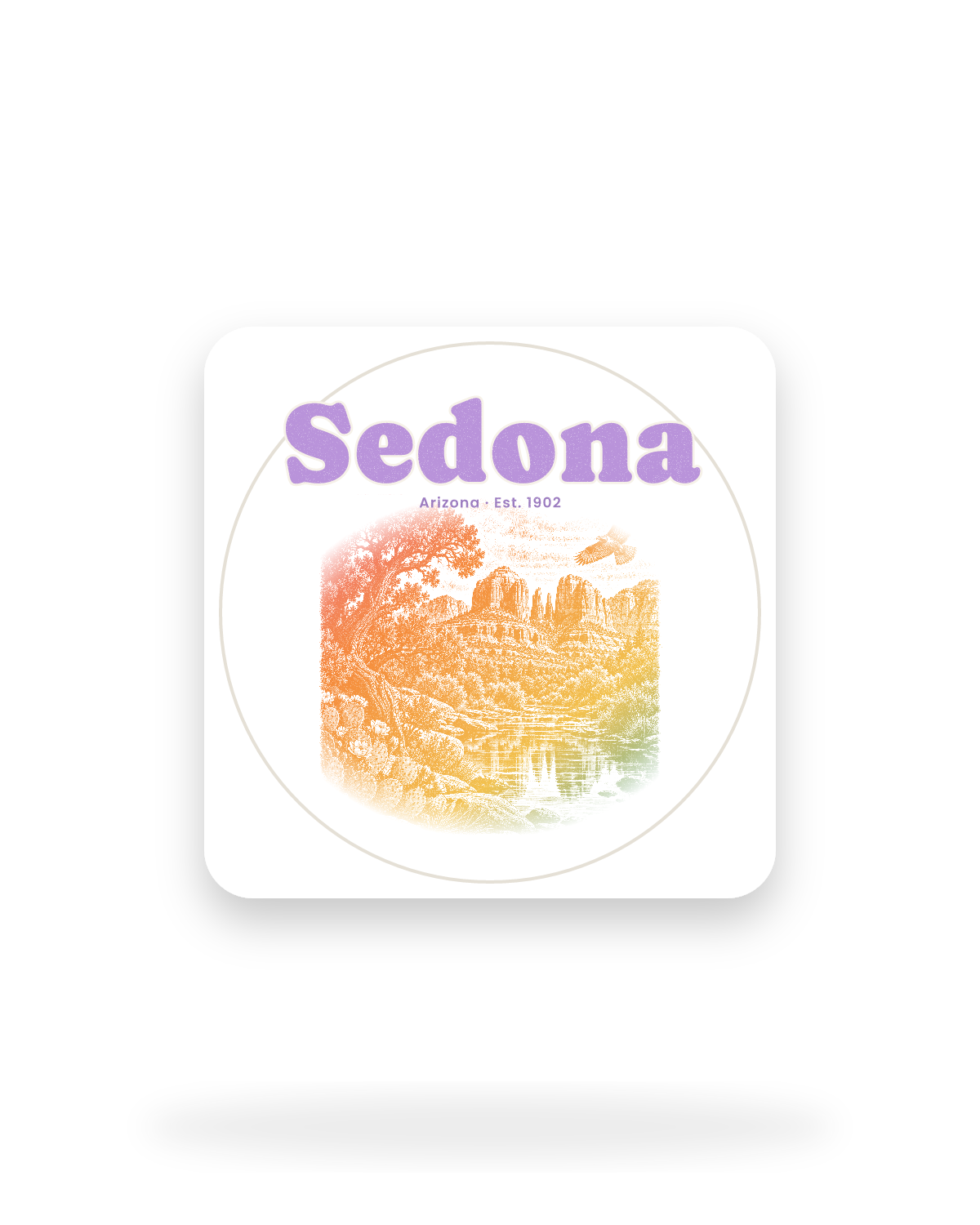 Sedona Cathedral Rock Kiss-Cut Sticker in White