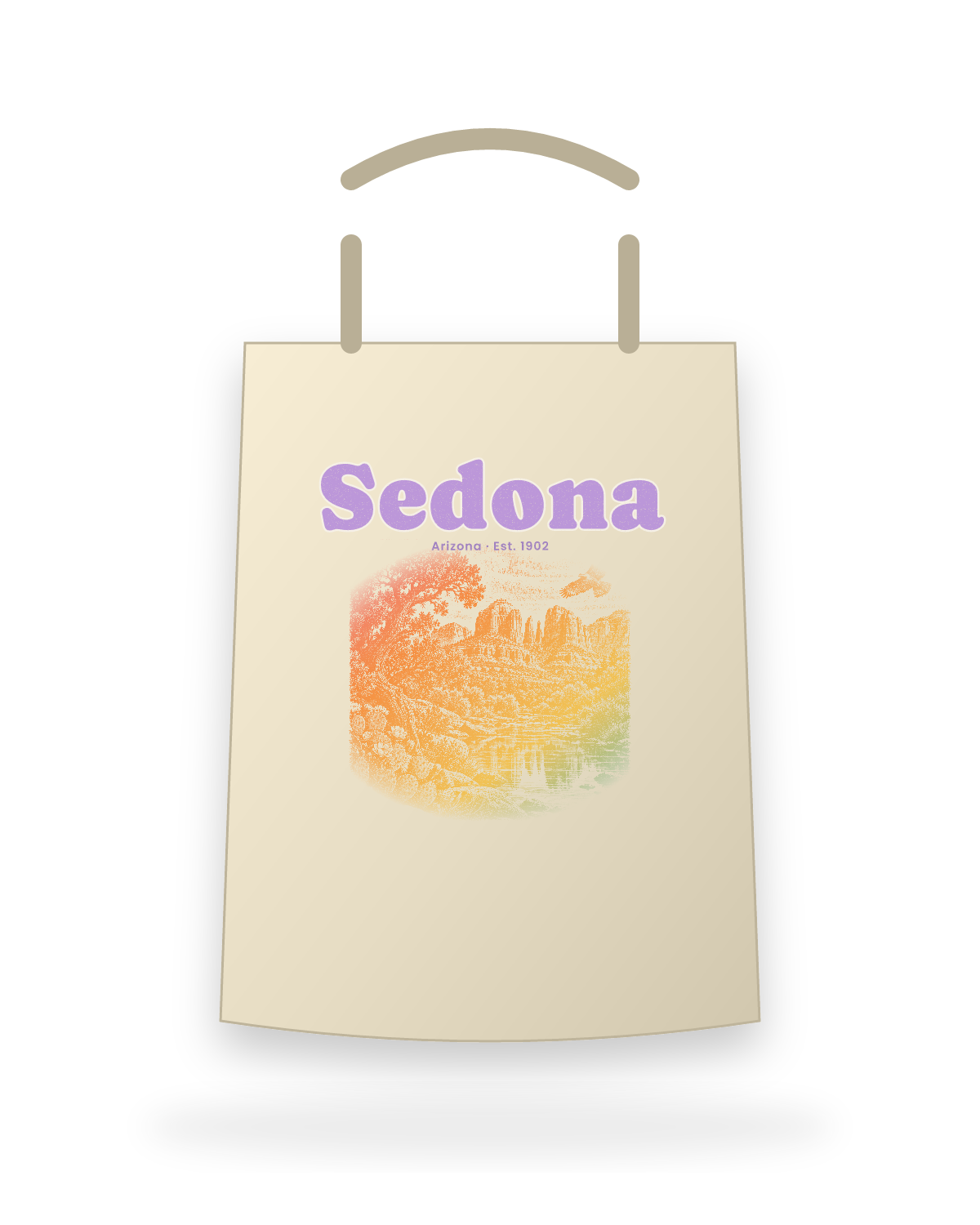 Sedona Cathedral Rock Canvas Tote in Beige