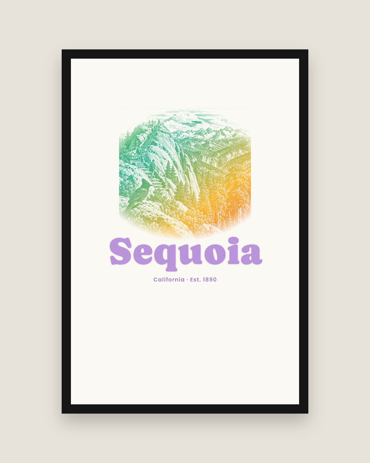 Sequoia Moro Rock Matte Poster in White