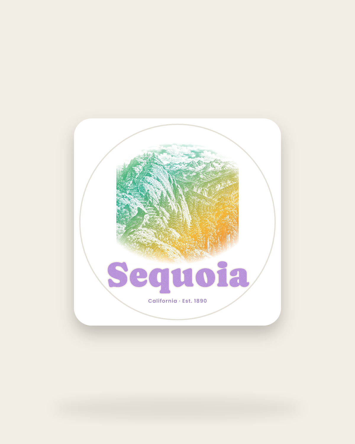 Sequoia Moro Rock Kiss-Cut Sticker in White
