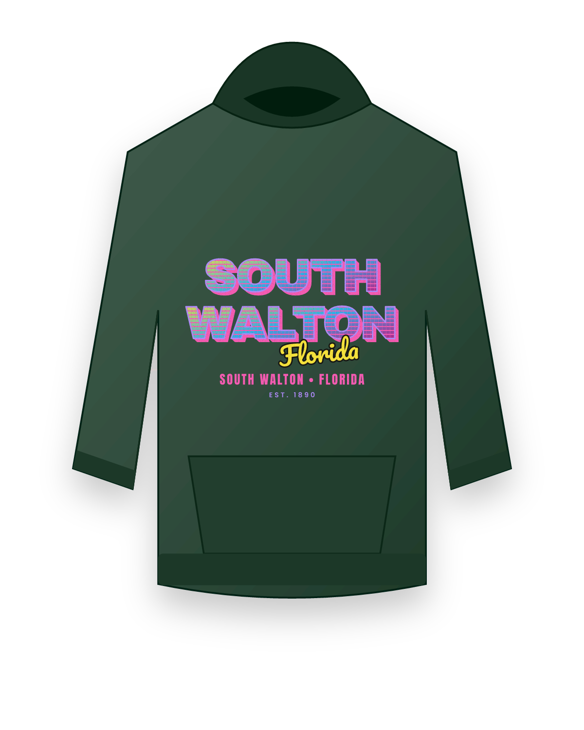 South Walton Music TV Hooded Sweatshirt in Forest Green