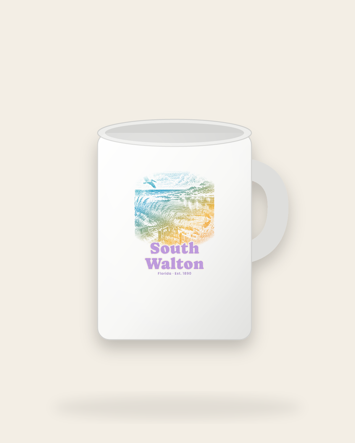 South Walton Dune Lake Ceramic Mug 15oz in White