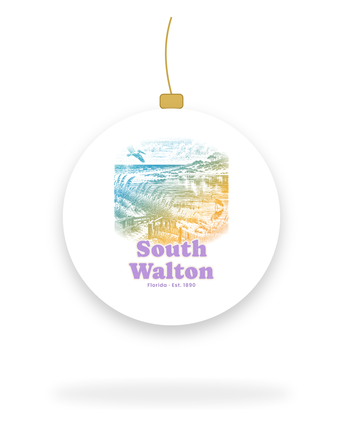 South Walton Dune Lake Ceramic Ornament in White