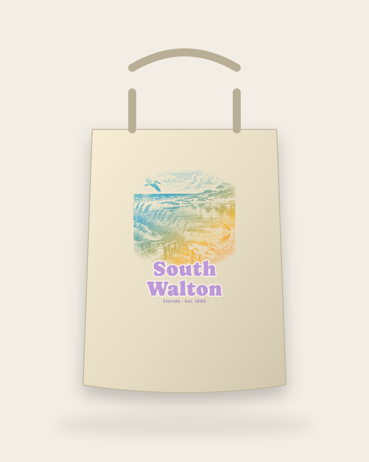 South Walton Dune Lake Canvas Tote in Beige