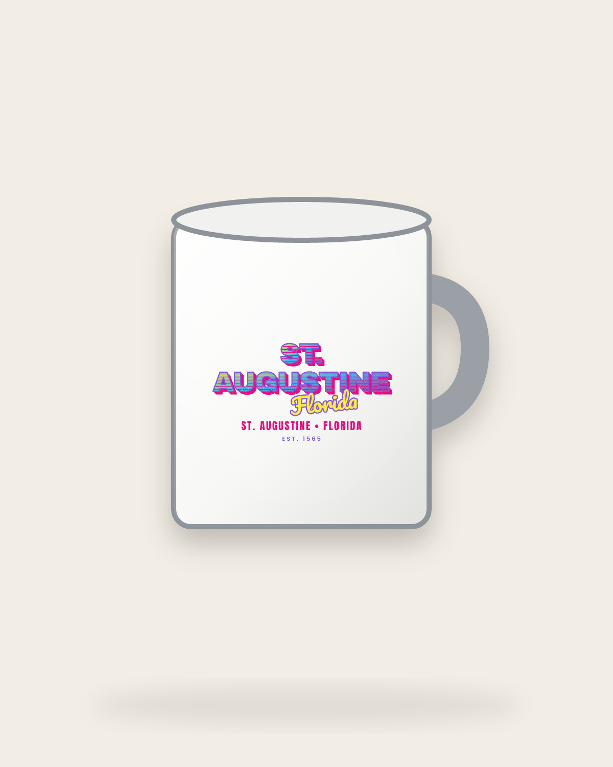 St. Augustine Music TV Enamel Camp Mug in White