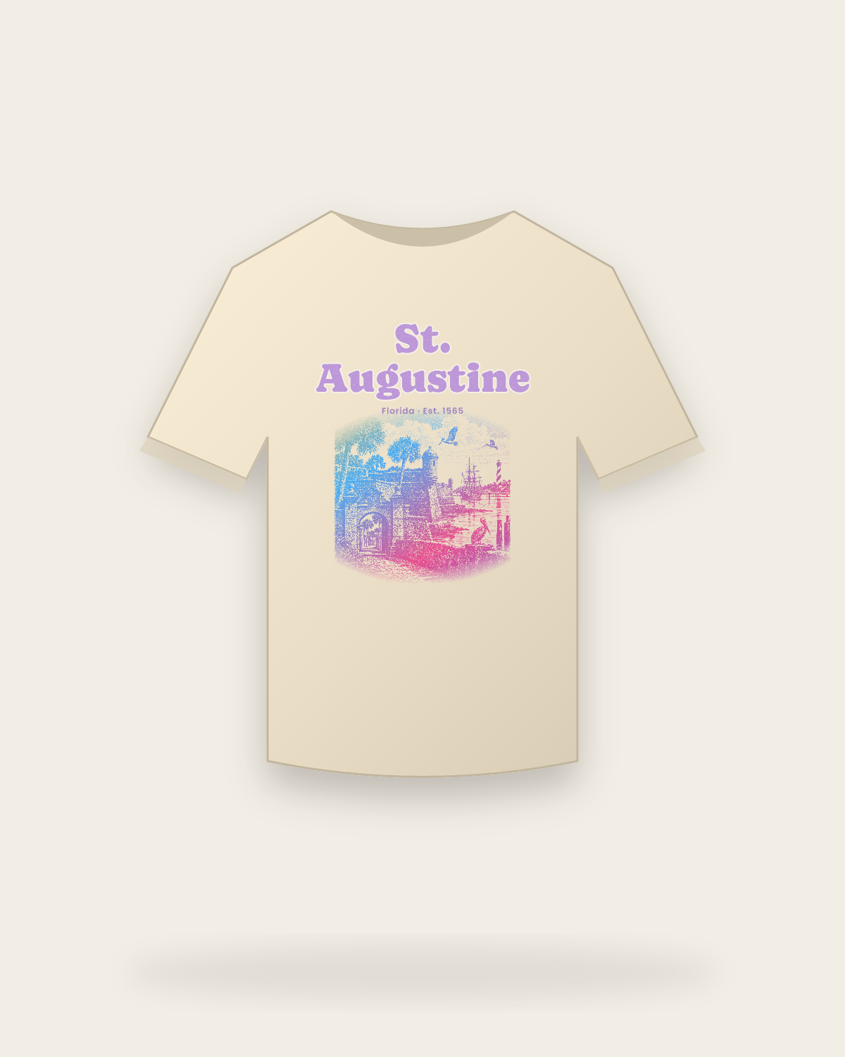 St. Augustine Old Fort & Lighthouse Classic Tee in Natural