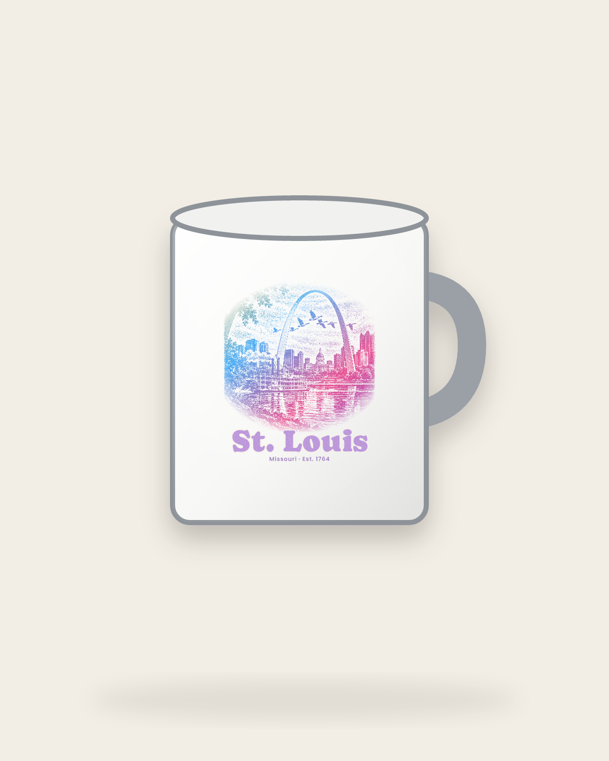 St. Louis Gateway Arch Enamel Camp Mug in White
