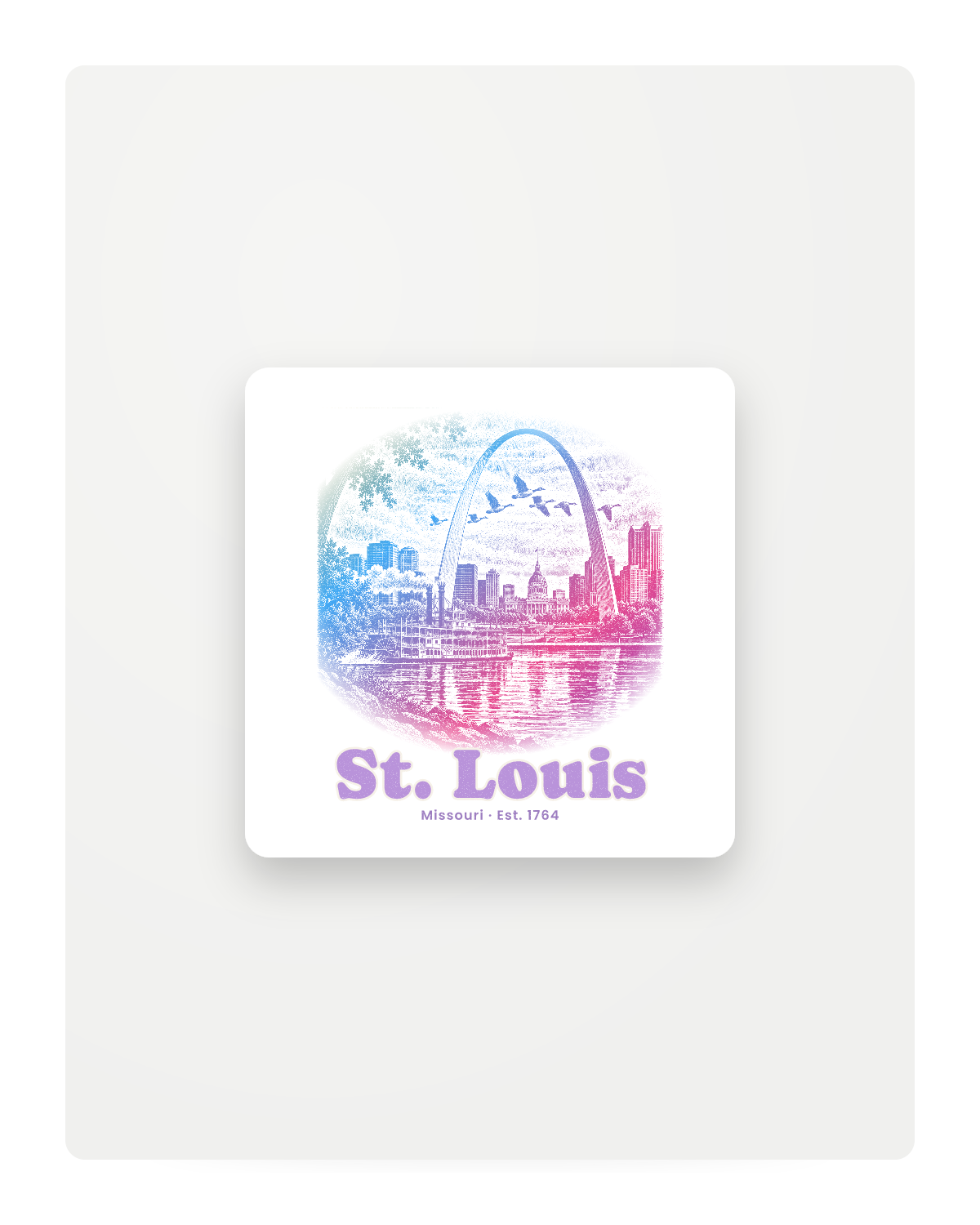 St. Louis Gateway Arch Fridge Magnet in White