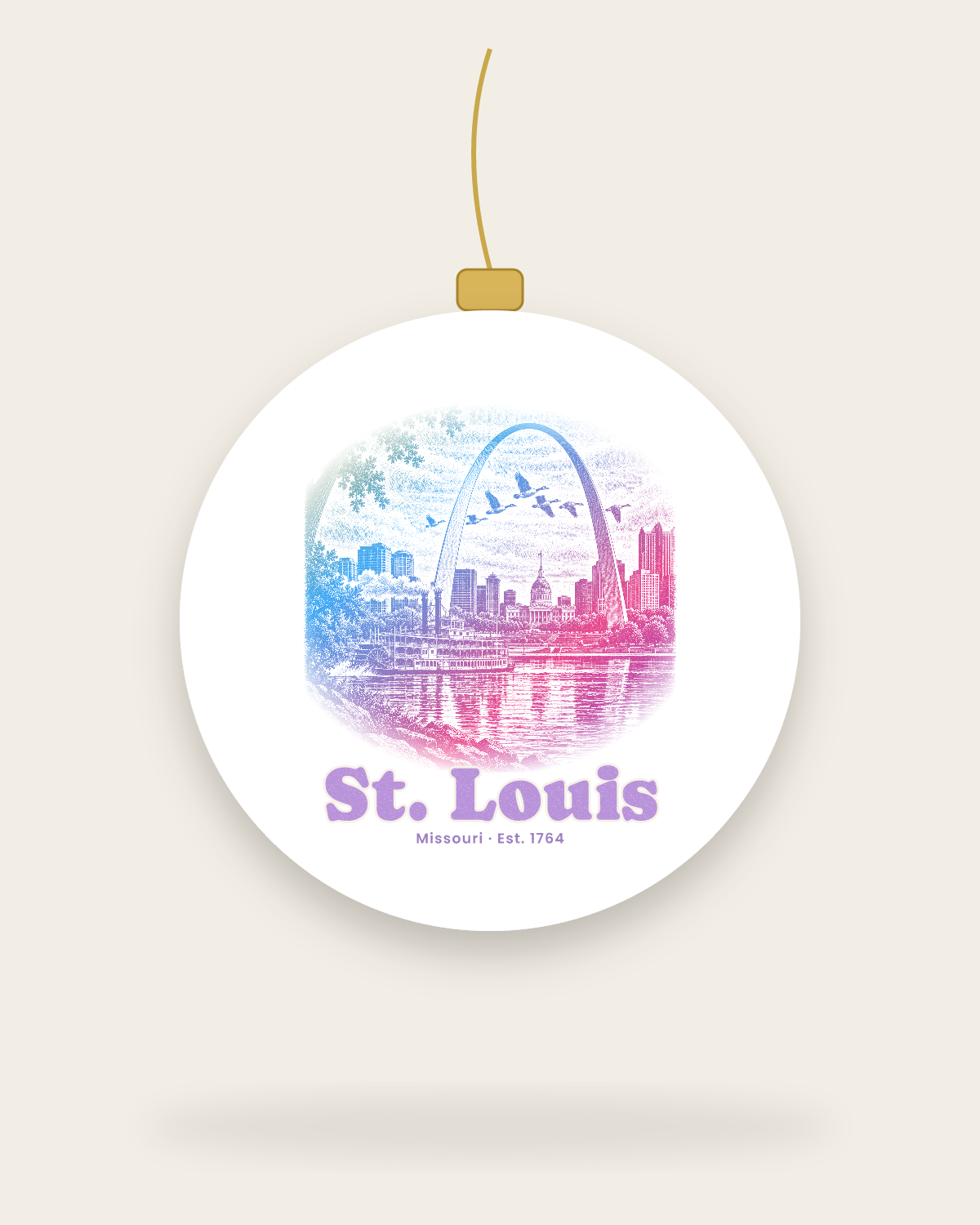St. Louis Gateway Arch Ceramic Ornament in White
