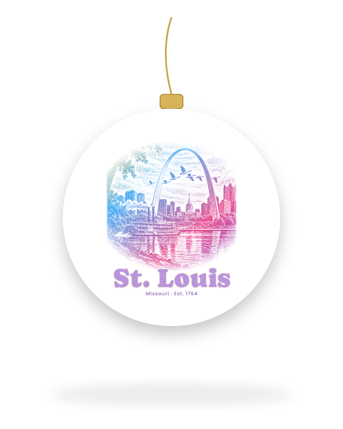 St. Louis Gateway Arch Ceramic Ornament in White