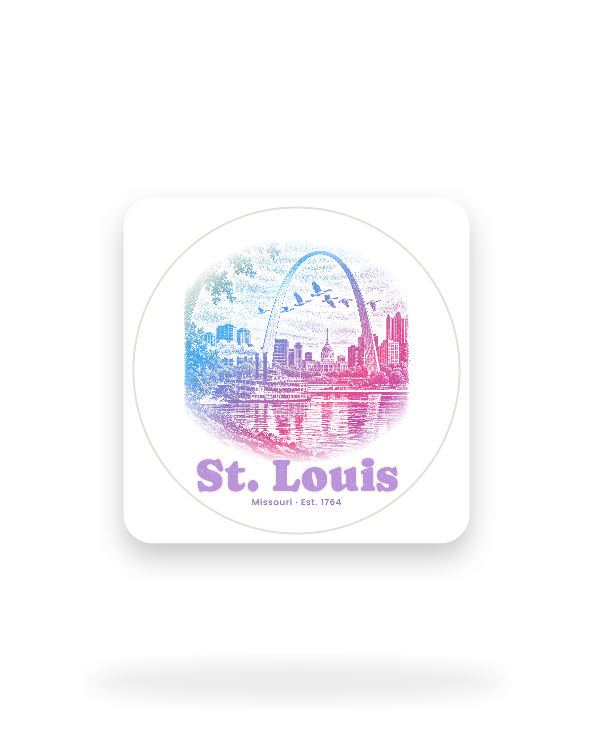 St. Louis Gateway Arch Kiss-Cut Sticker in White