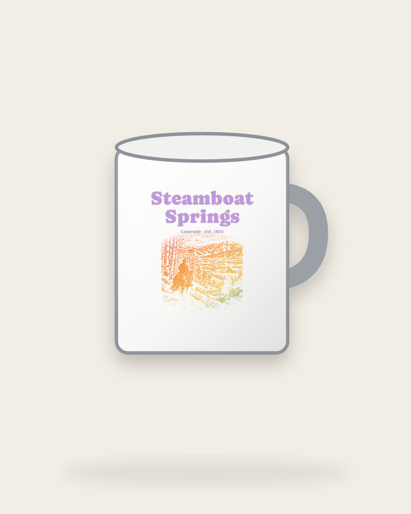 Steamboat Springs Cowboy Powder Enamel Camp Mug