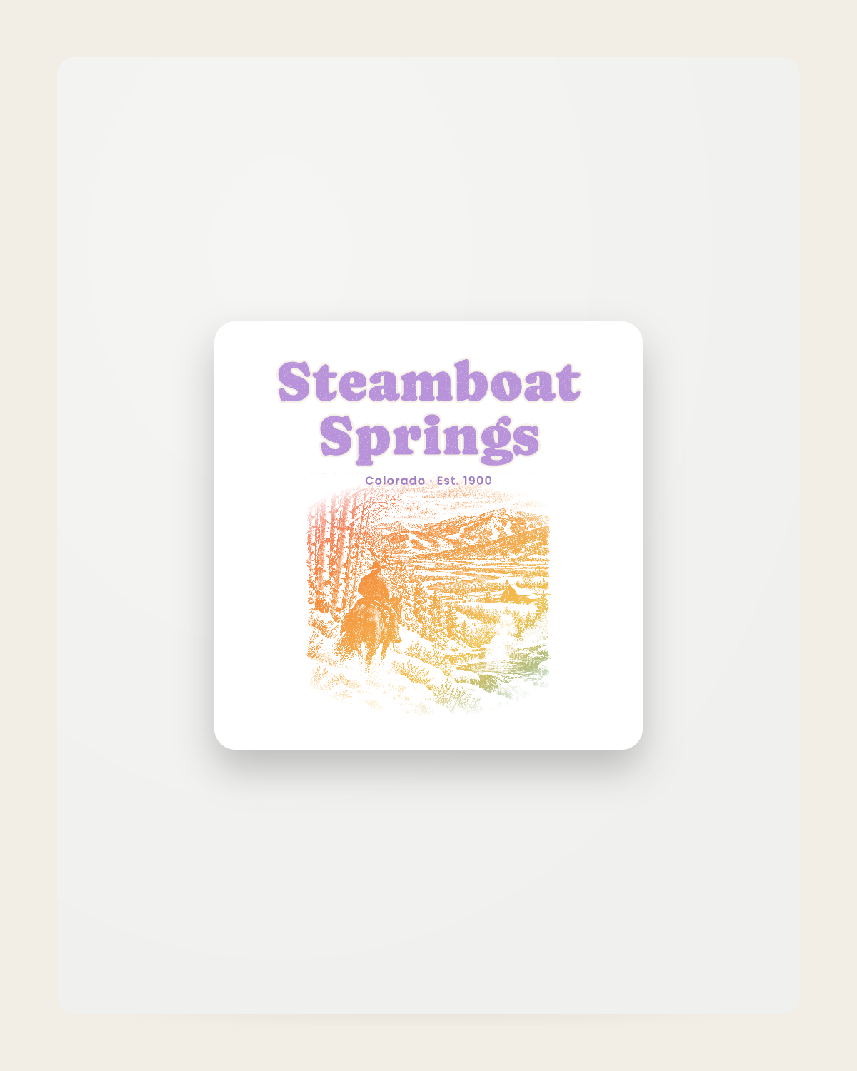 Steamboat Springs Cowboy Powder Fridge Magnet in White