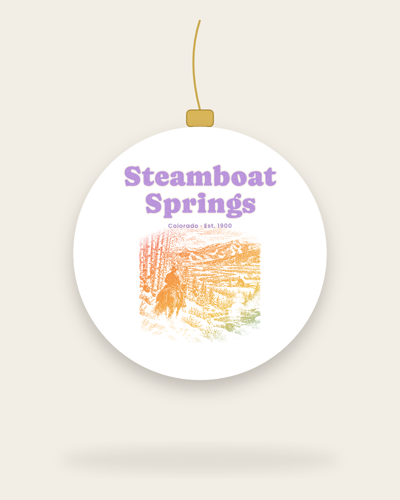 Steamboat Springs Cowboy Powder Ceramic Ornament