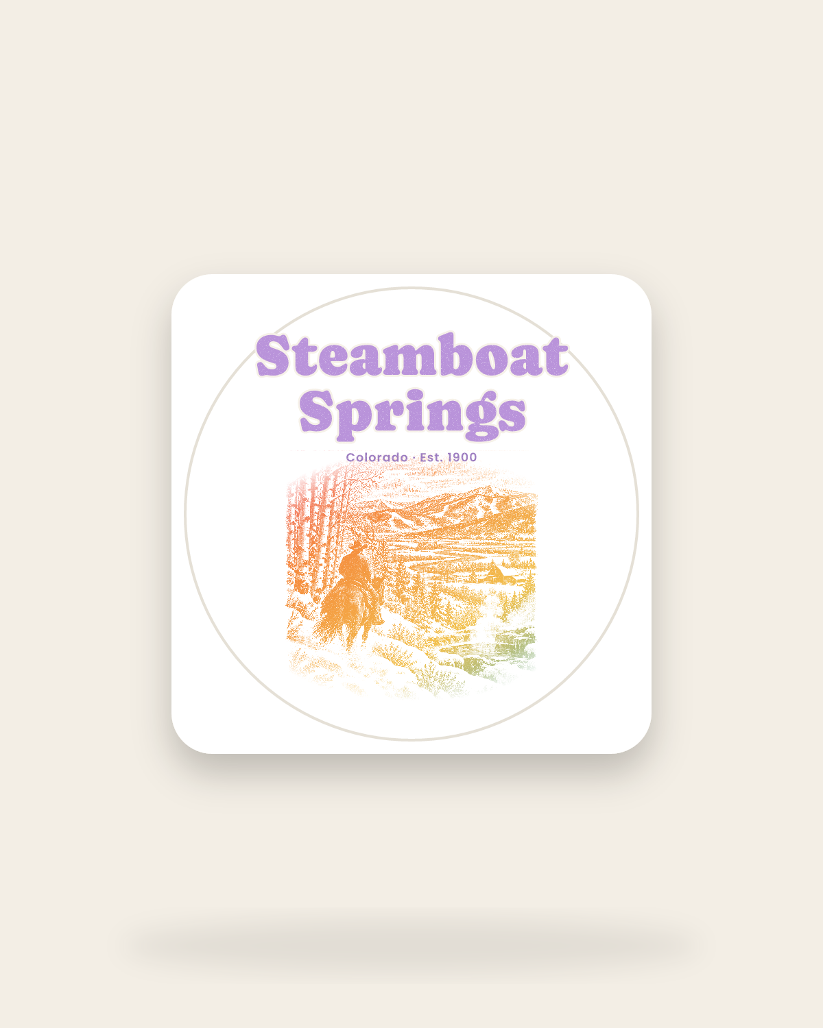 Steamboat Springs Cowboy Powder Kiss-Cut Sticker in White