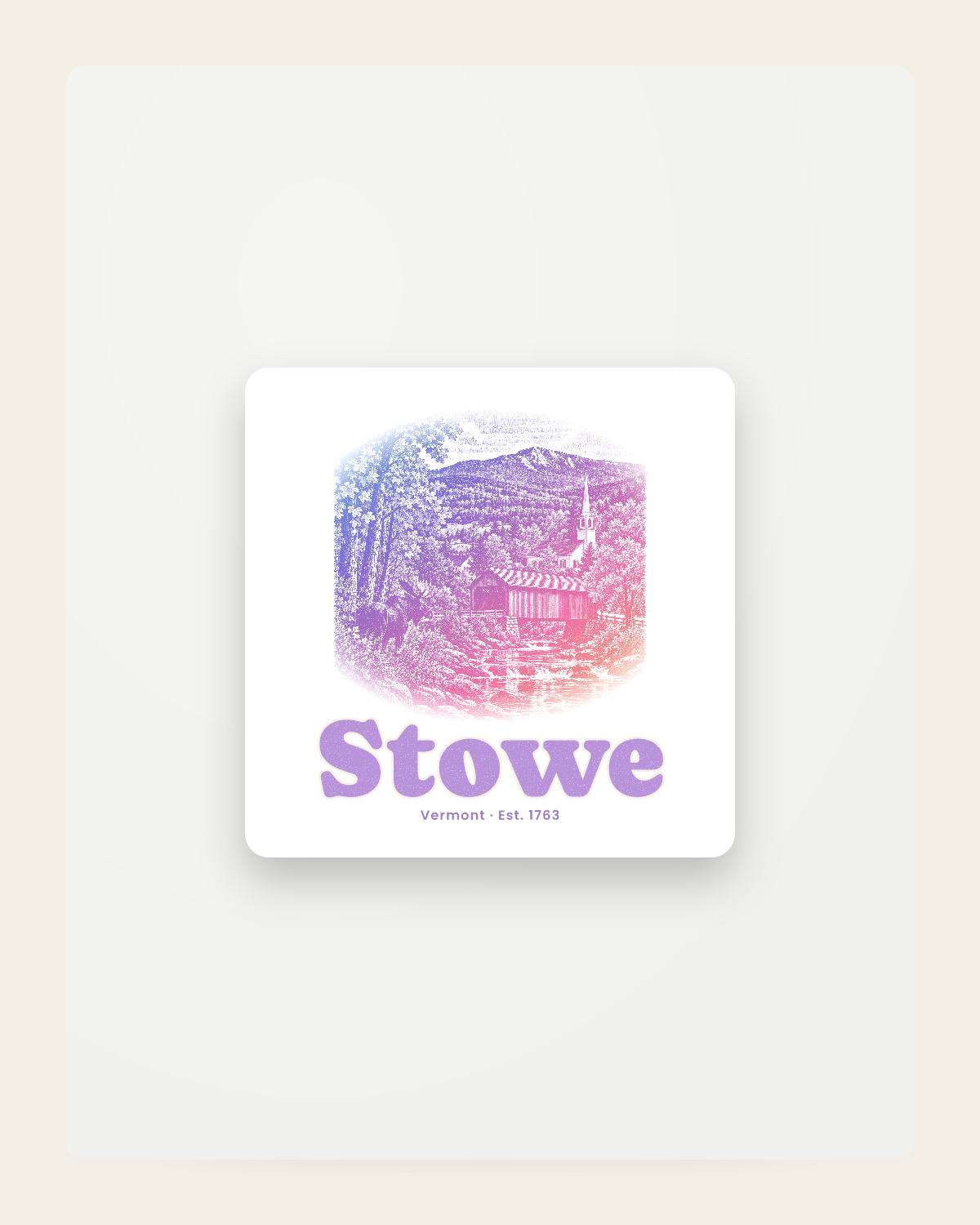 Stowe Covered Bridge Fridge Magnet in White