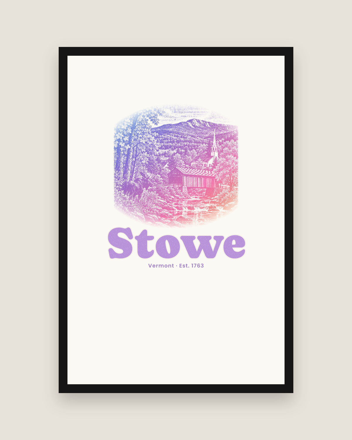 Stowe Covered Bridge Matte Poster in White