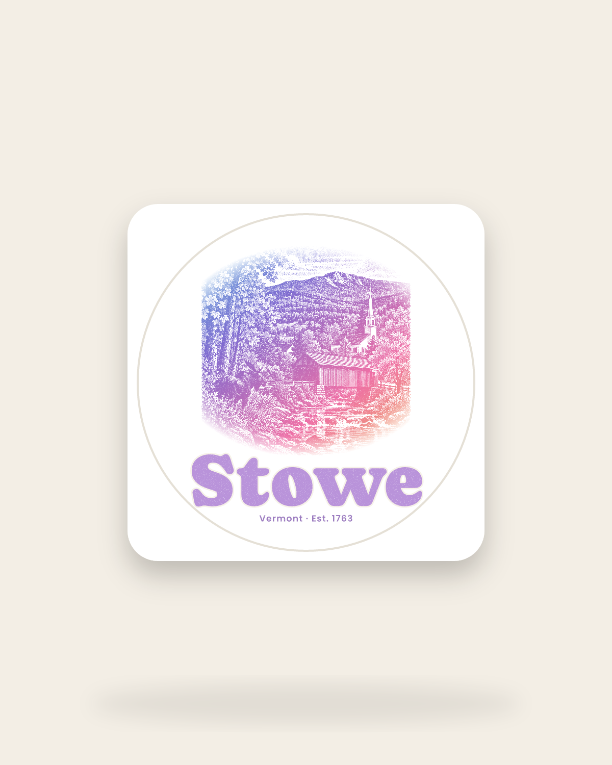 Stowe Covered Bridge Kiss-Cut Sticker in White