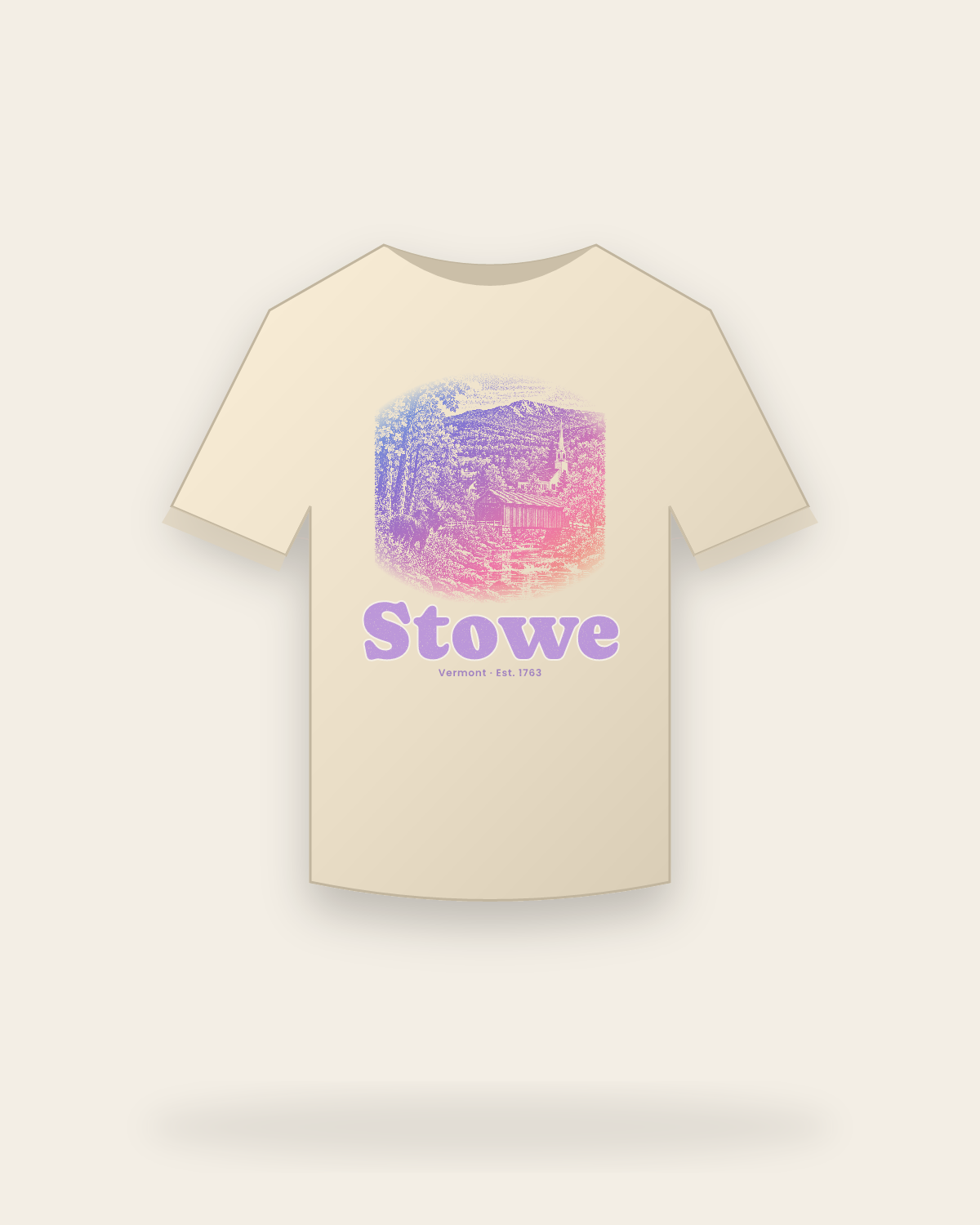 Stowe Covered Bridge Organic Cotton Tee in Natural