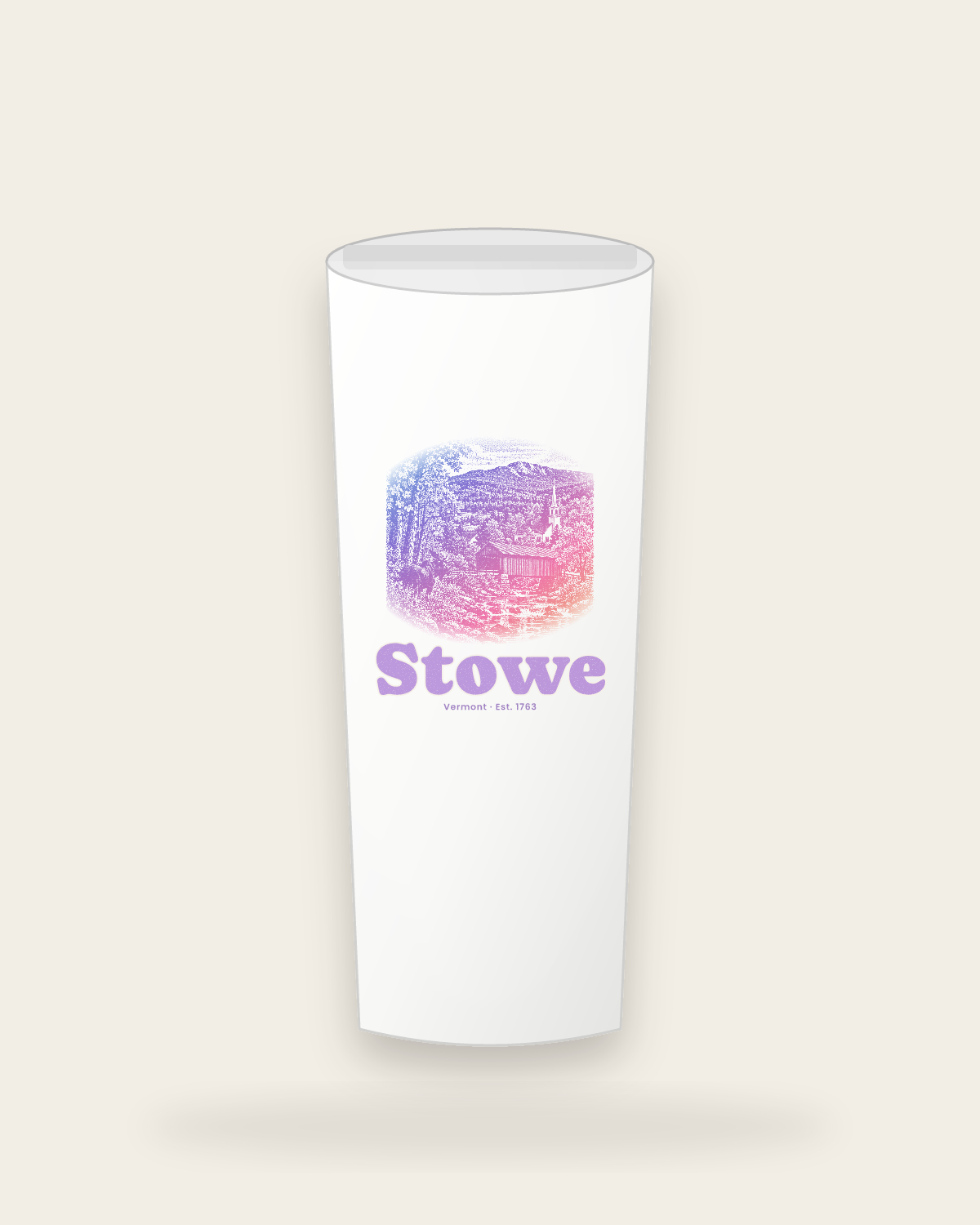 Stowe Covered Bridge Insulated Tumbler 20oz in White