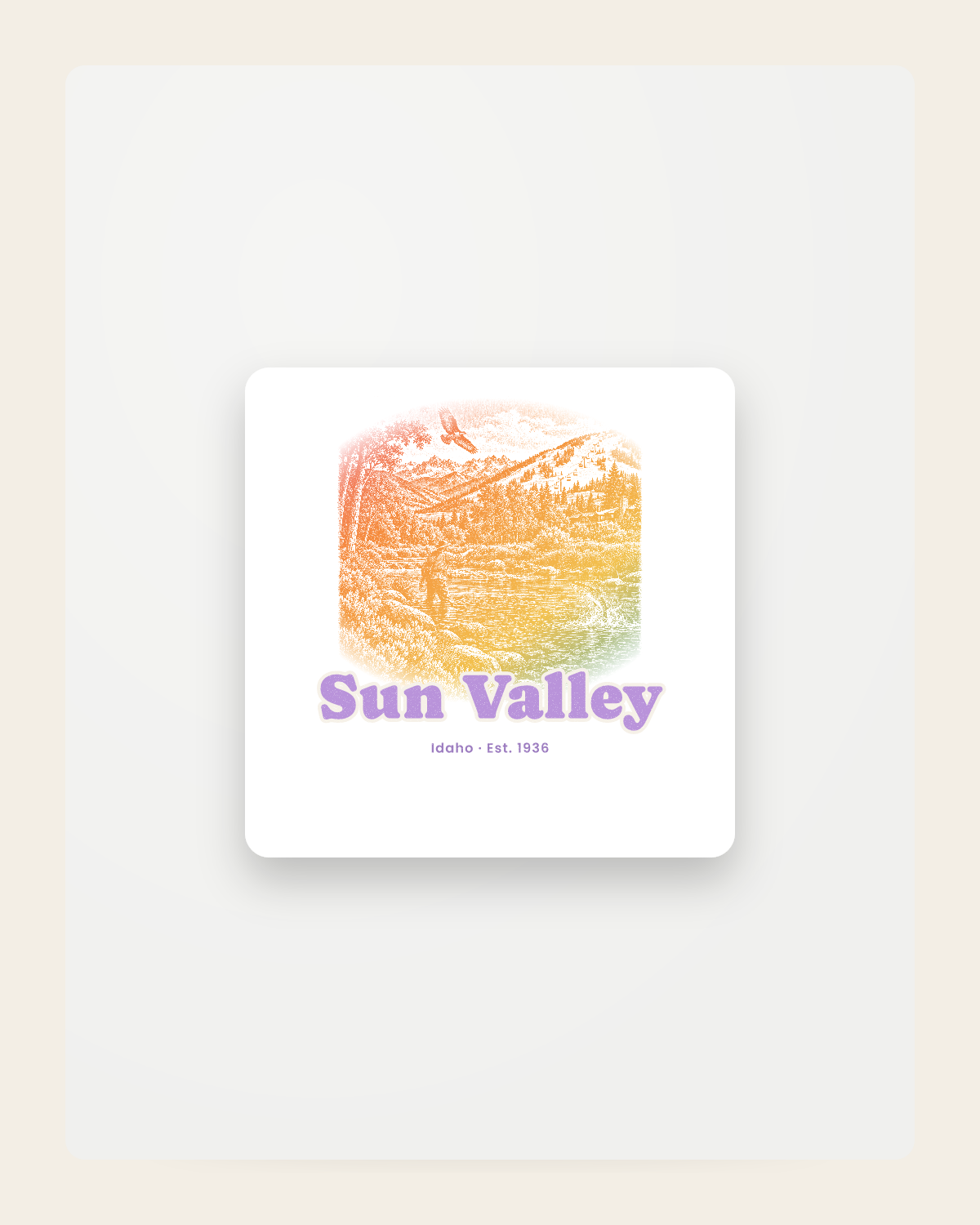 Sun Valley River Cast Fridge Magnet in White