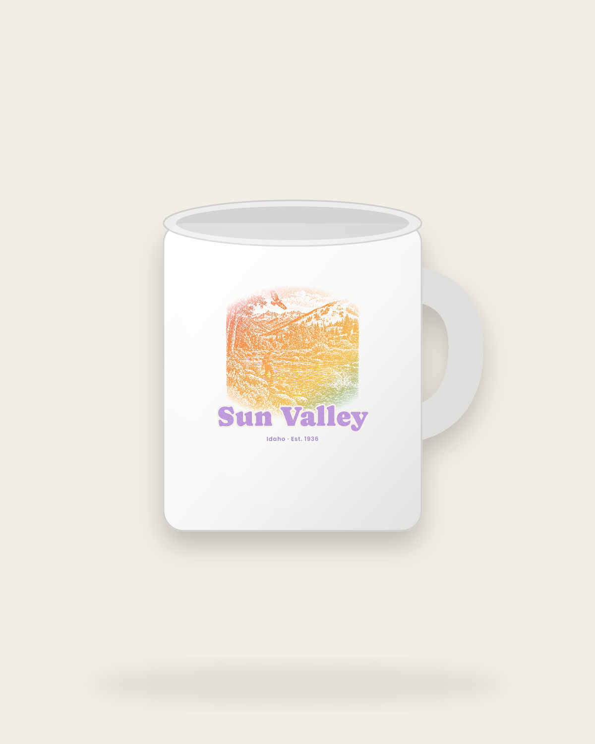 Sun Valley River Cast Ceramic Mug 11oz in White